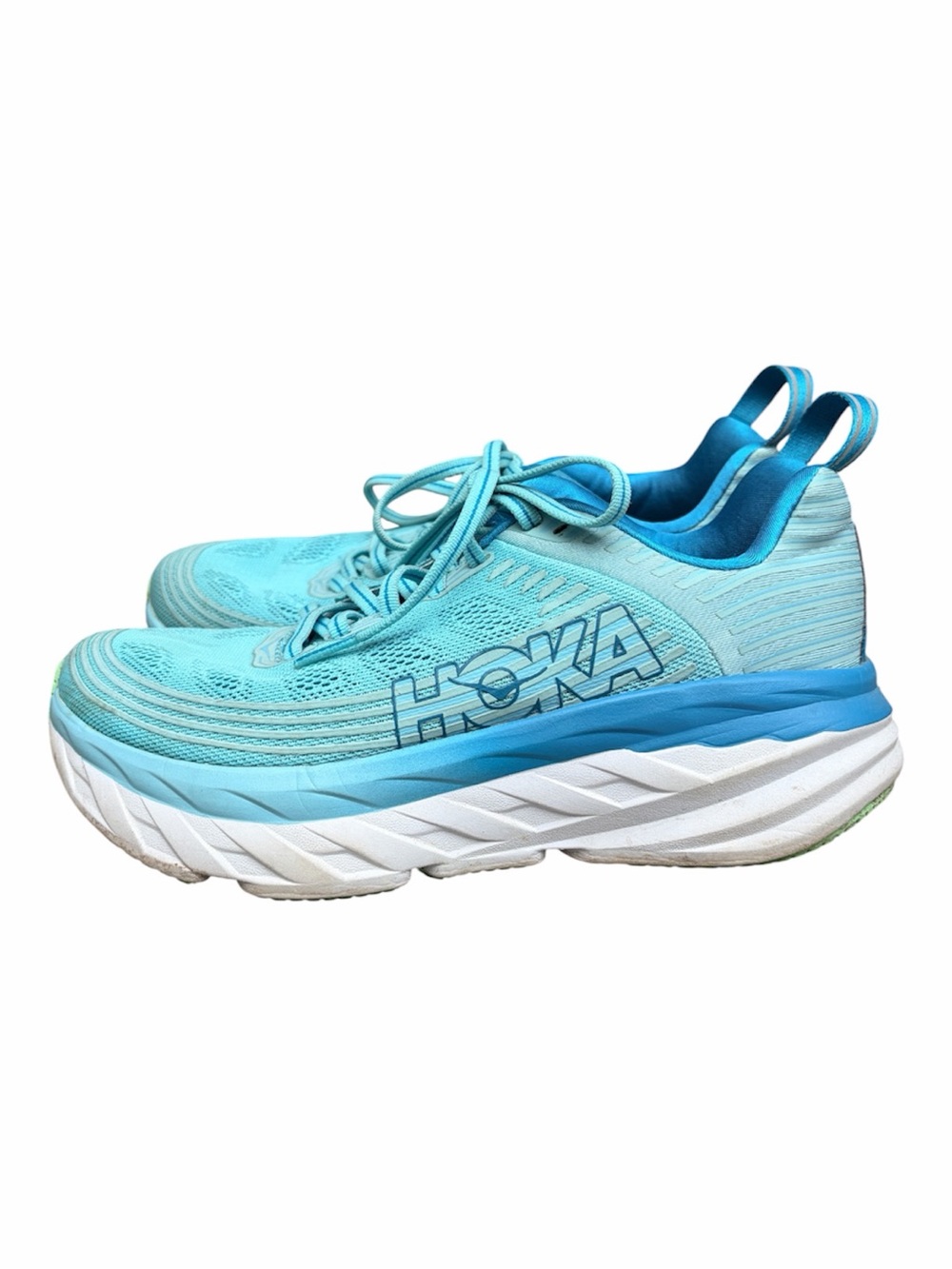 HOKA Bondi 6 Light Turquoise/Blue Cushioned Running Sneakers Size W6.5